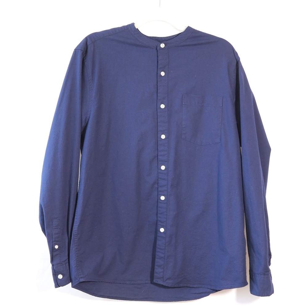 NEW Topman Regular Fit  Button Down Rounded Hem Henley Shirt SIZE L
